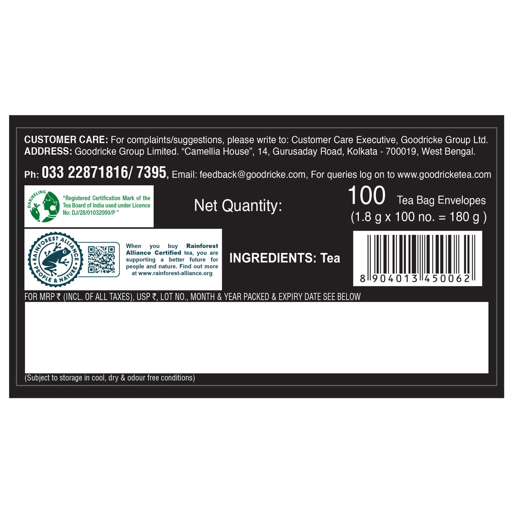 Castleton Vintage Darjeeling Tea, 100 Tea Bags (Pack of 2)