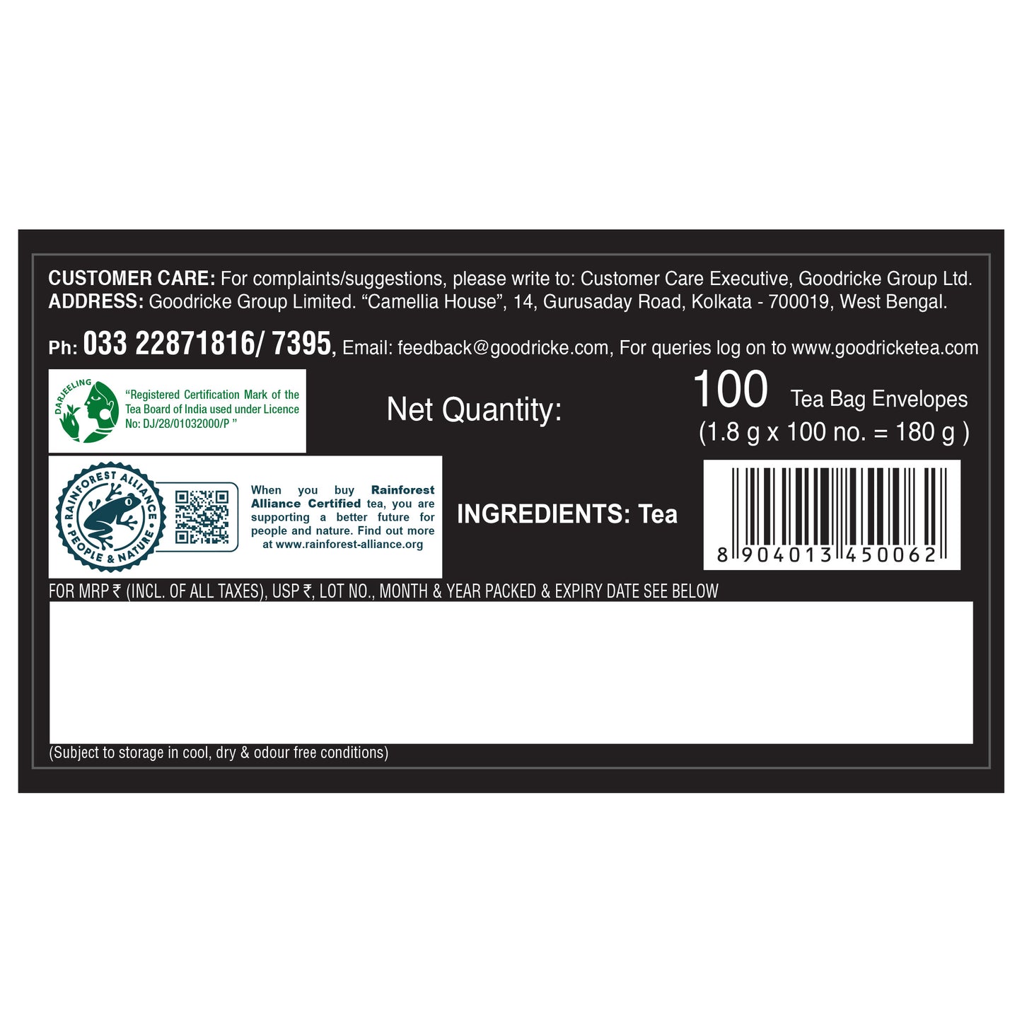 Castleton Vintage Darjeeling Tea, 100 Tea Bags (Pack of 2)