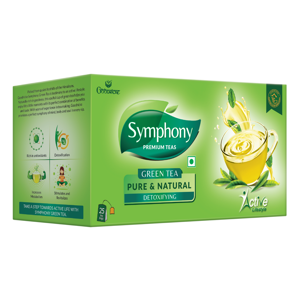 Symphony Pure & Nautral Green Tea, 25 Tea Bags (Pack of 6)